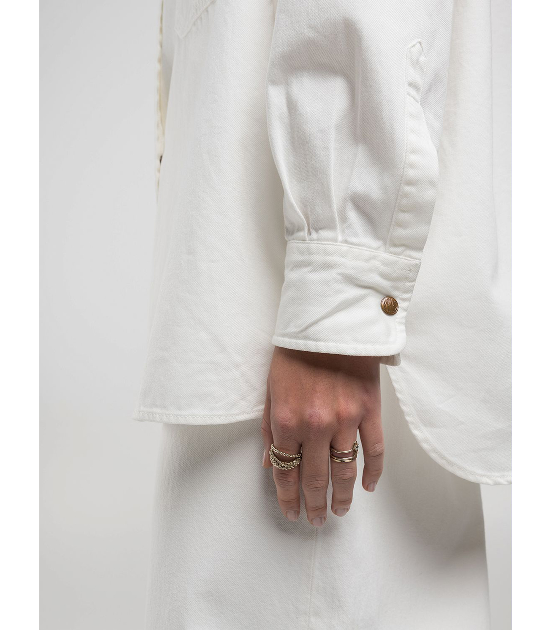 9ZERO1 オーバーフィットコットンホワイトデニムシャツ 詳細画像 ホワイト 9